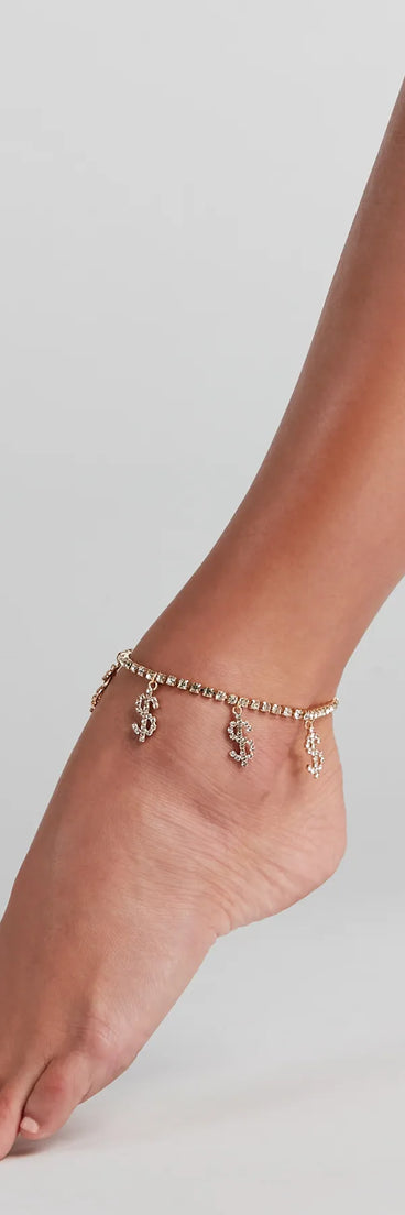 Money Talks Rhinestone Anklet