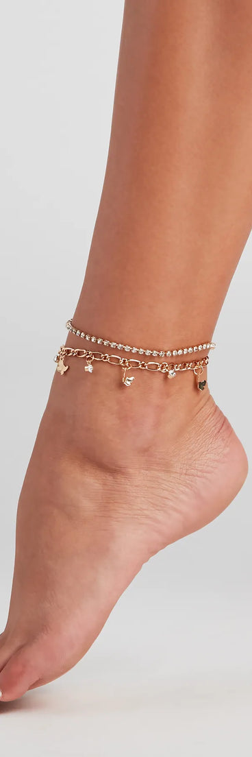 Butterfly Drip Layered Anklet