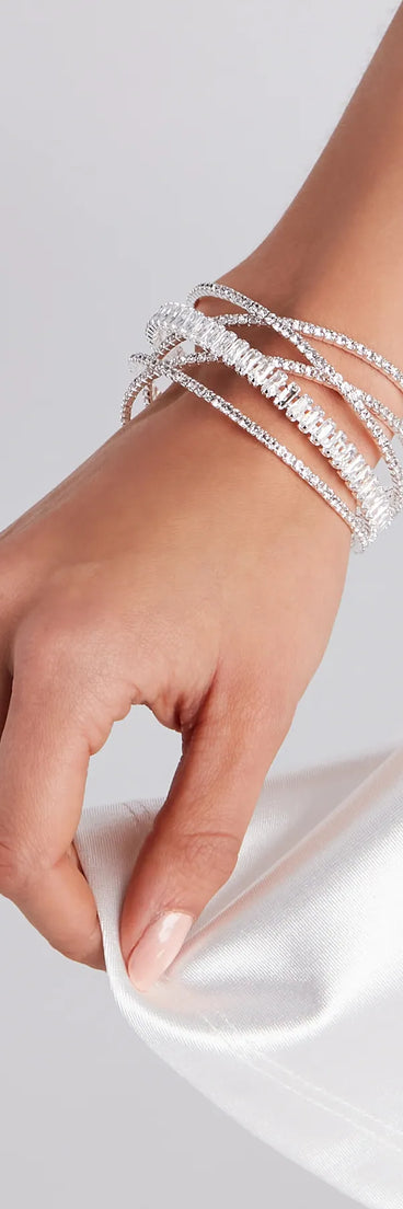 Feelin' Luxe Rhinestone Criss-Cross Cuff Bracelet