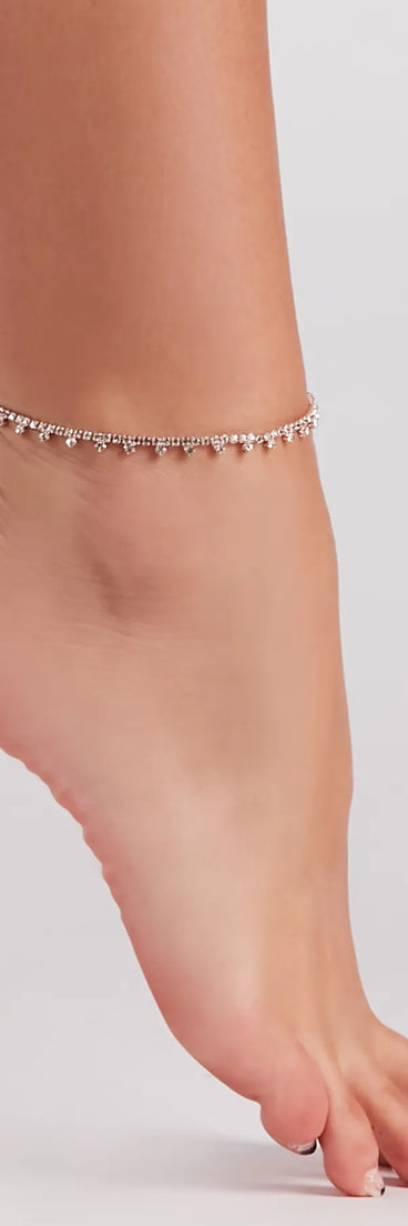 Glam And Pretty Rhinestone Drop Anklet