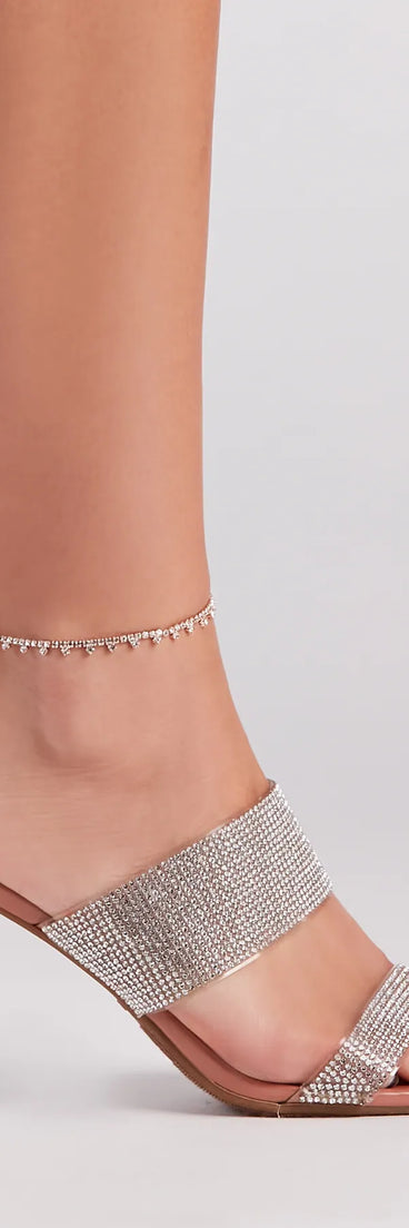 Glam And Pretty Rhinestone Drop Anklet