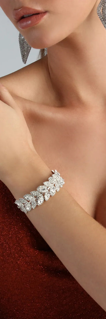 Love The Luxe Rhinestone Leaf Cuff Bracelet
