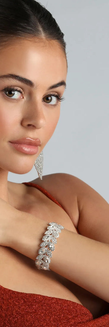 Love The Luxe Rhinestone Leaf Cuff Bracelet