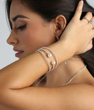Pure Elegance Rhinestone And Pearl Cuff Bracelet