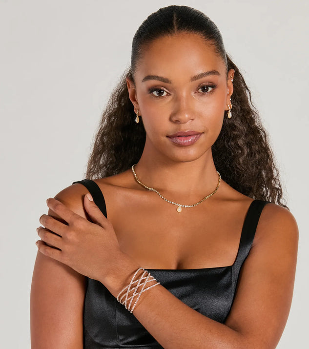 Inner Sparkle Rhinestone Memory Wire Cuff Bracelet | Windsor