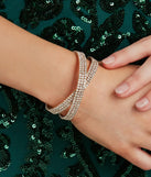 The Exquisite Shine Rhinestone Cuff Bracelet helps create a chic gold women's cocktail outfit with a trendy texture and stylish design, ideal for wedding guest cocktail outfits or dinner parties.