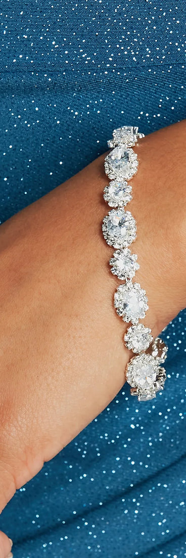 The Life Is A Dream Rhinestone Clasp Bracelet helps create a chic silver women's cocktail outfit with a trendy texture and stylish design, ideal for wedding guest cocktail outfits or dinner parties.