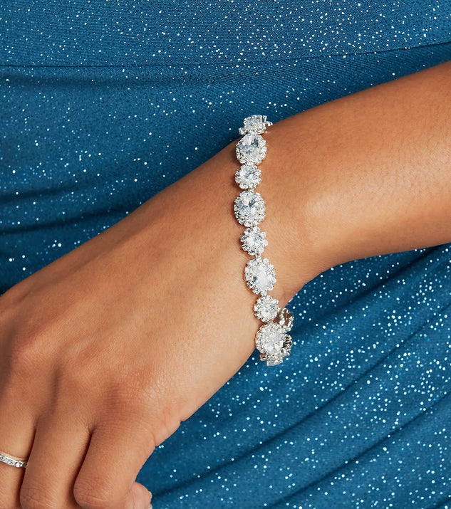The Life Is A Dream Rhinestone Clasp Bracelet helps create a chic silver women's cocktail outfit with a trendy texture and stylish design, ideal for wedding guest cocktail outfits or dinner parties.