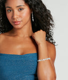 The Life Is A Dream Rhinestone Clasp Bracelet helps create a chic silver women's cocktail outfit with a trendy texture and stylish design, ideal for wedding guest cocktail outfits or dinner parties.