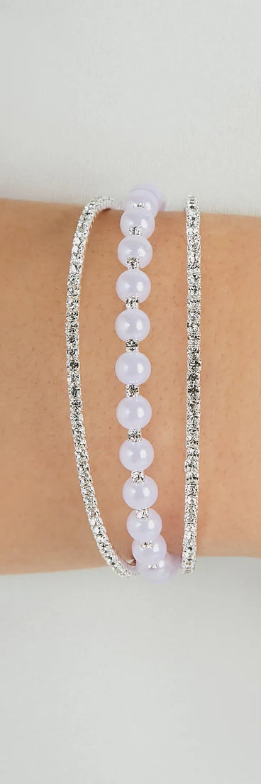 Forever Glamorous Rhinestone And Pearl Cuff Bracelet