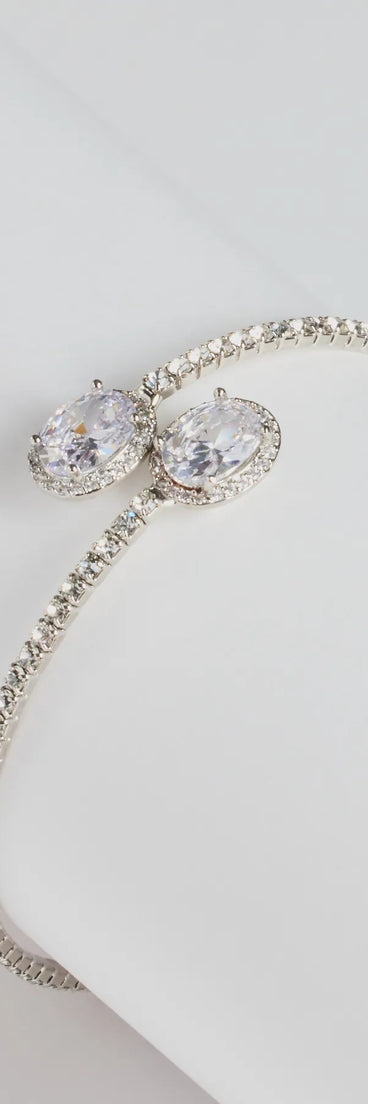 Radiating Glam Rhinestone Memory Wire Bracelet