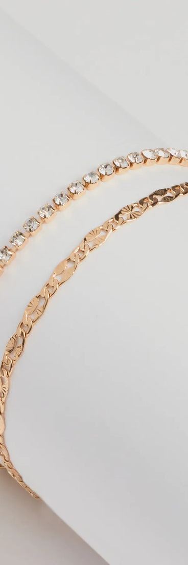 Chic Shine Rhinestone And Chain Bracelet Set