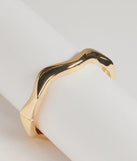 The Classic Twist Wavy Metal Clasp Bracelet in gold is a women's workwear essential with an elevated fabric and chic silhouette, ideal for layering and versatile enough to take your look from office chic to going-out ready!