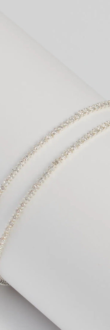 Shine at the 2025 countdown by completing your New Year’s Eve Outfit with the Graceful Glimmer Rhinestone Tennis Bracelet, a glam silver fashion accessory with statement-making details for festive going-out looks.