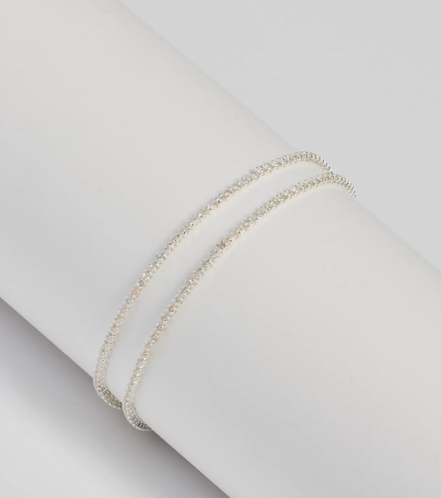 Shine at the 2025 countdown by completing your New Year’s Eve Outfit with the Graceful Glimmer Rhinestone Tennis Bracelet, a glam silver fashion accessory with statement-making details for festive going-out looks.