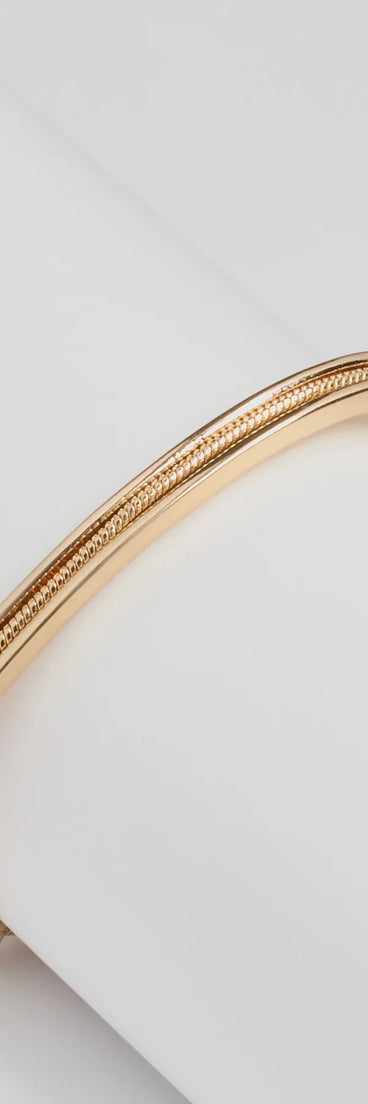Time For Luxe Bangle Bracelet, a trendy gold addition to women's going-out outfits, is ideal for Christmas party outfits, chic NYE attire, or winter night-out looks that keep you on-trend!