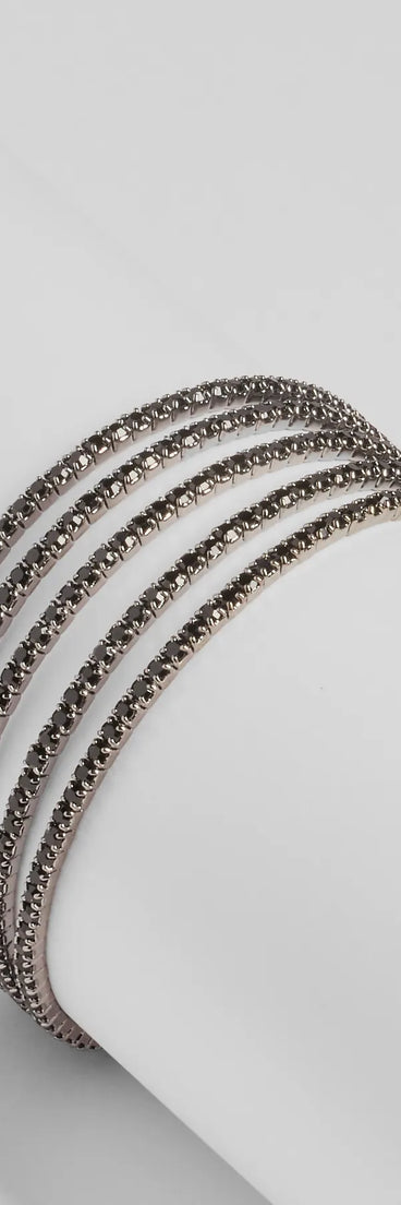 Bold Glamour Rhinestone Memory Wire Bracelet