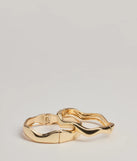 Glam In Motion Two-Pack Metal Hinge Bracelet, a trendy gold addition to women's going-out outfits, is ideal for Christmas party outfits, chic NYE attire, or winter night-out looks that keep you on-trend!