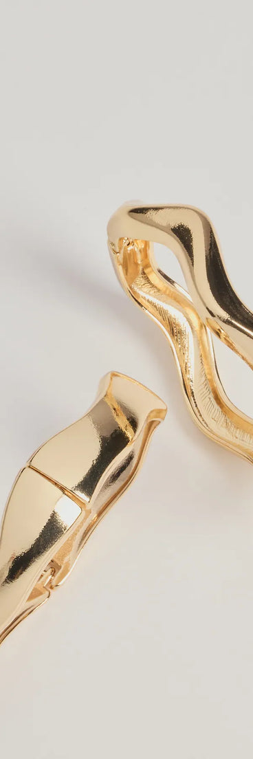 Glam In Motion Two-Pack Metal Hinge Bracelet, a trendy gold addition to women's going-out outfits, is ideal for Christmas party outfits, chic NYE attire, or winter night-out looks that keep you on-trend!