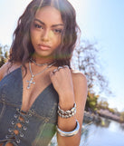 The Confident Aura Statement Bangle Bracelet in silver brings edge and energy to your vibe, ready to elevate any festival look or concert outfit.
