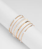 Stay on-trend this season with the Trendy Deets Beaded Bracelet Set in gold, a must-have for creating stylish and effortless spring outfits for women.