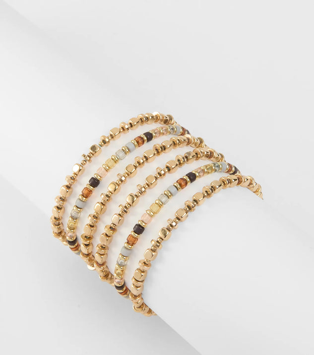 Stay on-trend this season with the Always A Favorite Six Pack Bracelet Set in multi-color, a must-have for creating stylish and effortless spring outfits for women.