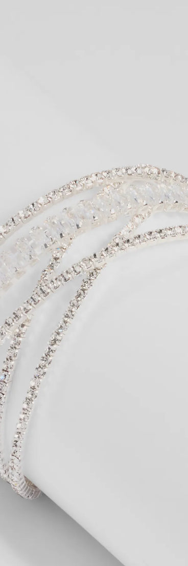 Sleek Luxe Criss-Cross Rhinestone Memory Wire Bracelet