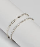 All The Luxe Two-Pack Bracelet Set, a trendy silver addition to women's going-out outfits, is ideal for Christmas party outfits, chic NYE attire, or winter night-out looks that keep you on-trend!