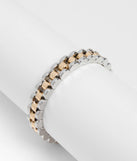 The All About Edgy Two Tone Stretch Bracelet in multi-color brings edge and energy to your vibe, ready to elevate any festival look or concert outfit.