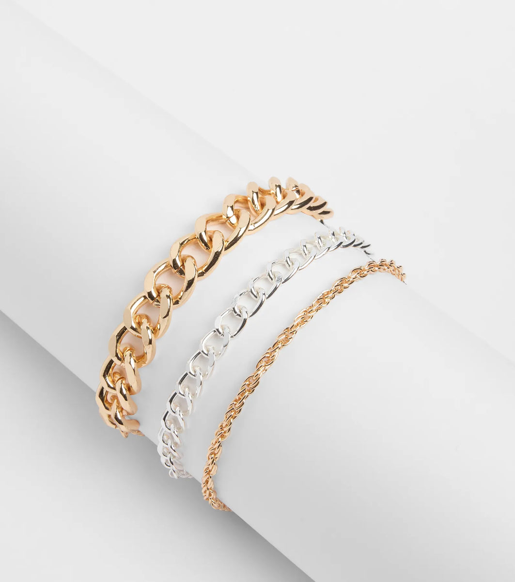 Stacked Up Three Piece Chain Bracelet Set & Windsor