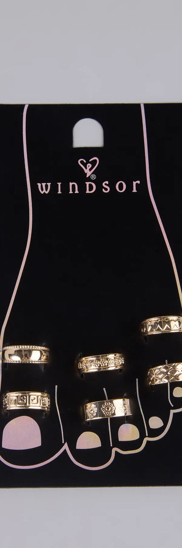 Glow Babe Six-Pack Toe Ring Set