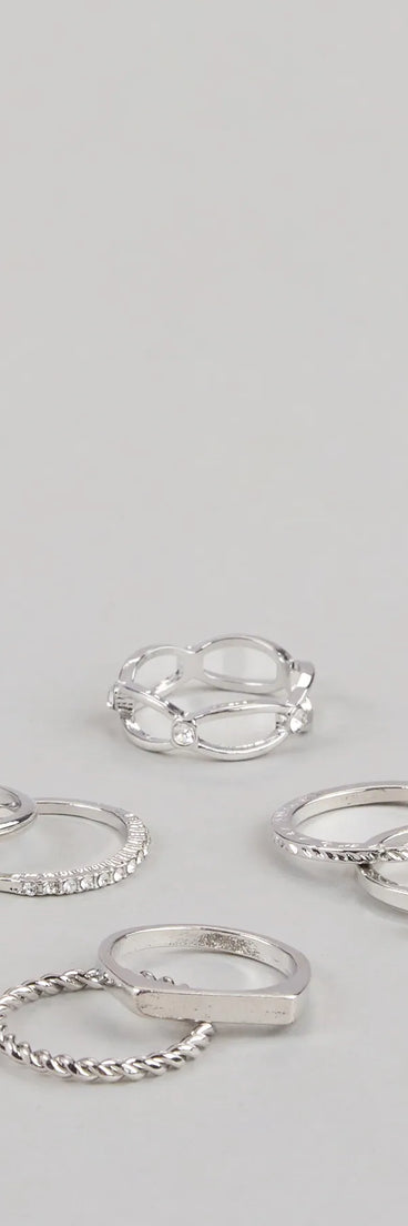 Get inspired with the Charming Bold Butterfly Seven-Pack Ring Set, a feed-worthy silver piece that’s part of Windsor's updated and curated women’s clothing edit packed with must-have fall outfit ideas.