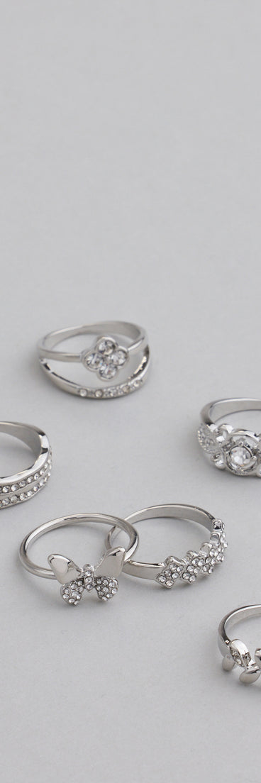 Get inspired with the Take A Bow Rhinestone Eight Pack Ring Set, a feed-worthy piece that’s part of Windsor's updated and curated women’s clothing edit packed with must-have fall outfit ideas.