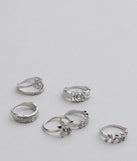 Take A Bow Rhinestone Eight Pack Ring Set