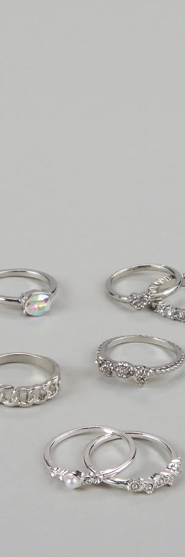 Shine On Repeat Rhinestone Ring Pack