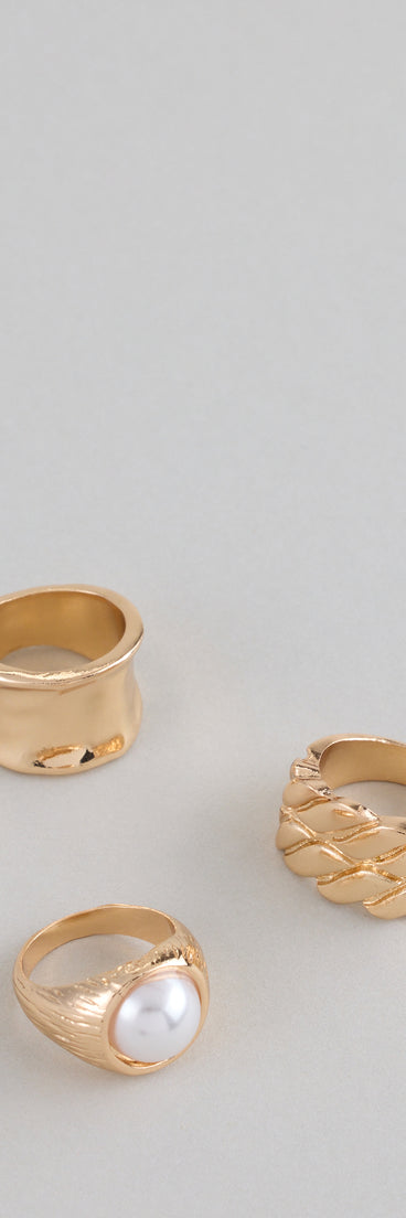 Style your vibe in seconds with the Golden Glow Statement Ring Set, a fashion accessories essential that completes any outfit with ease.