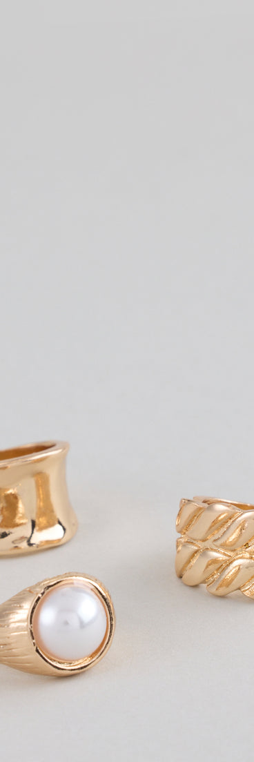 Style your vibe in seconds with the Golden Glow Statement Ring Set, a fashion accessories essential that completes any outfit with ease.