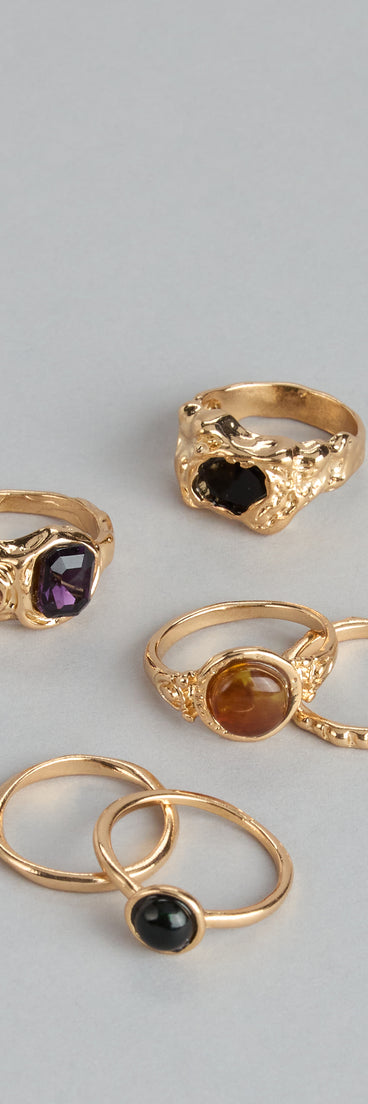 Glam Treasure Stone Ring Set
