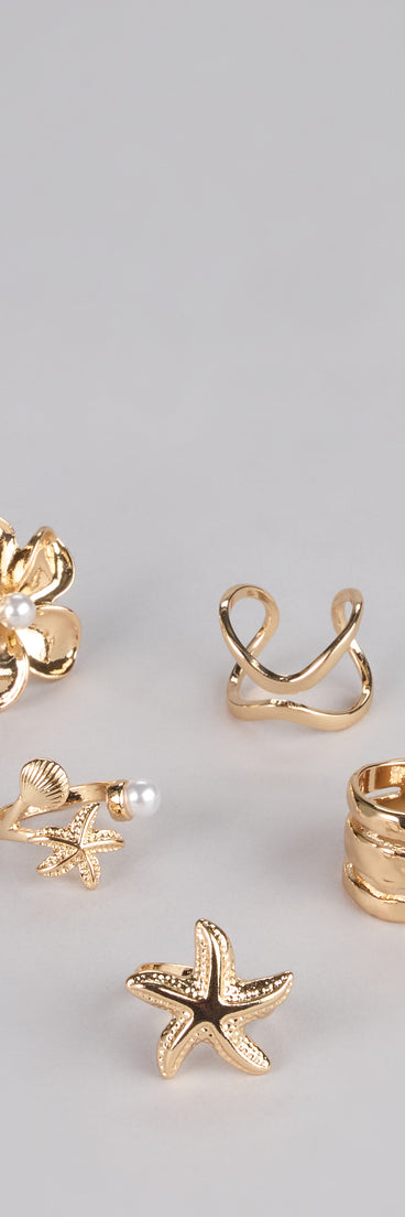 Sea Treasure Five-Pack Ring Set