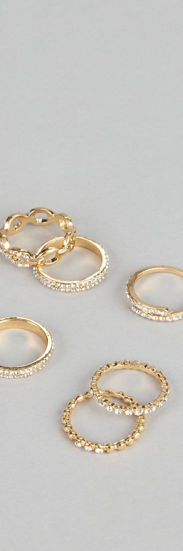 Shimmer Stacking Rhinestone Ring Set