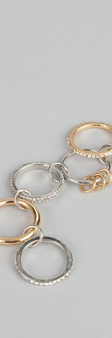 Stacked And Sparkling Rhinestone Ring Set