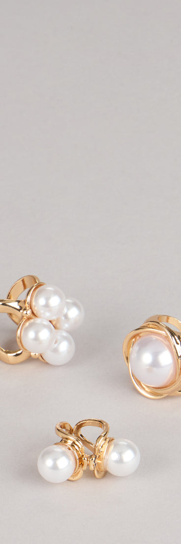 Soft Focus Shine Pearl Three Pack Ring Set