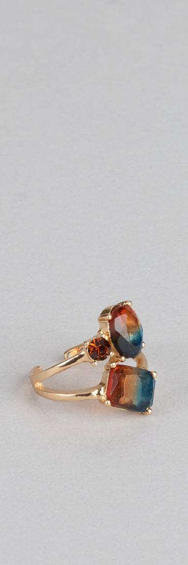 Bold Horizon Rhinestone Statement Ring