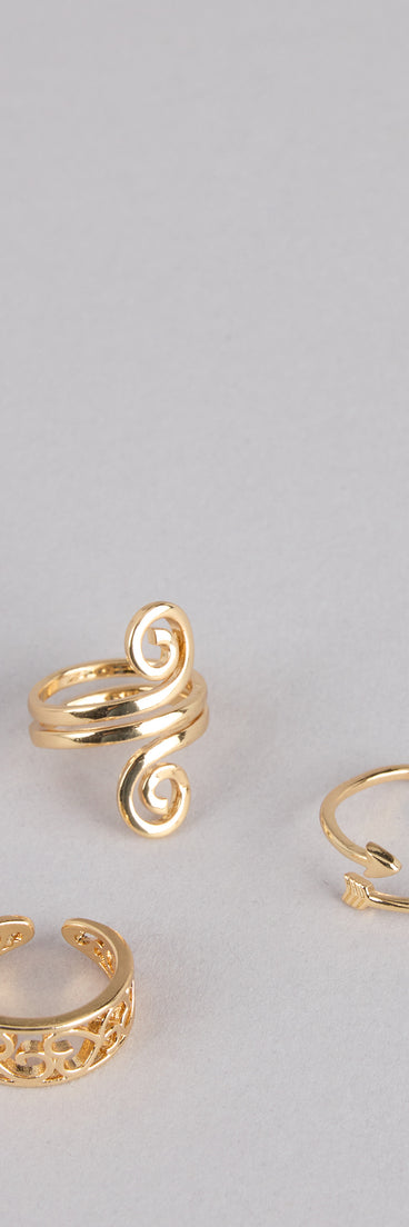 Golden Details Toe Ring Set