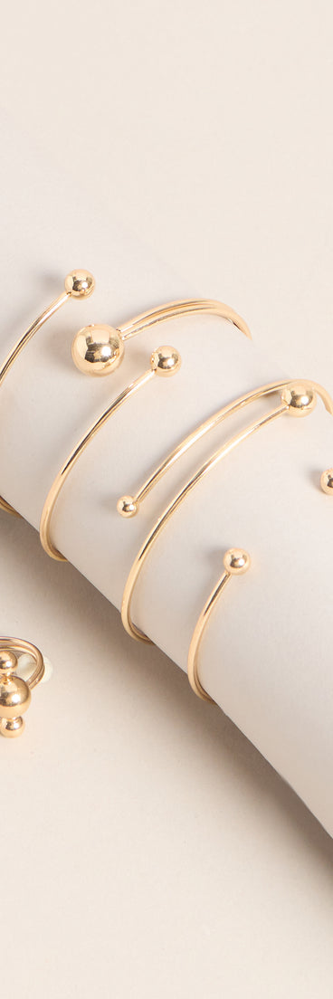 Polished Orbit Bracelet Ring Set