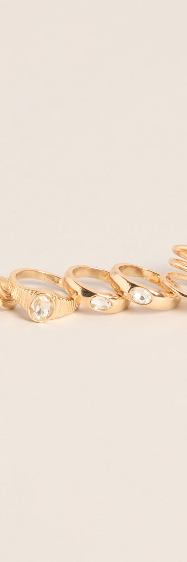 Stacked Shine Five-Piece Ring Set