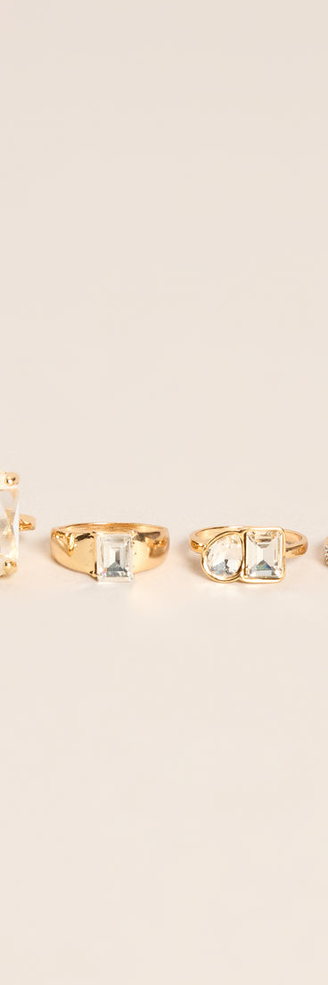 Stacked in Sparkle Four-Piece Ring Set