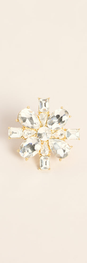 Bold Bloom Rhinestone Flower Ring