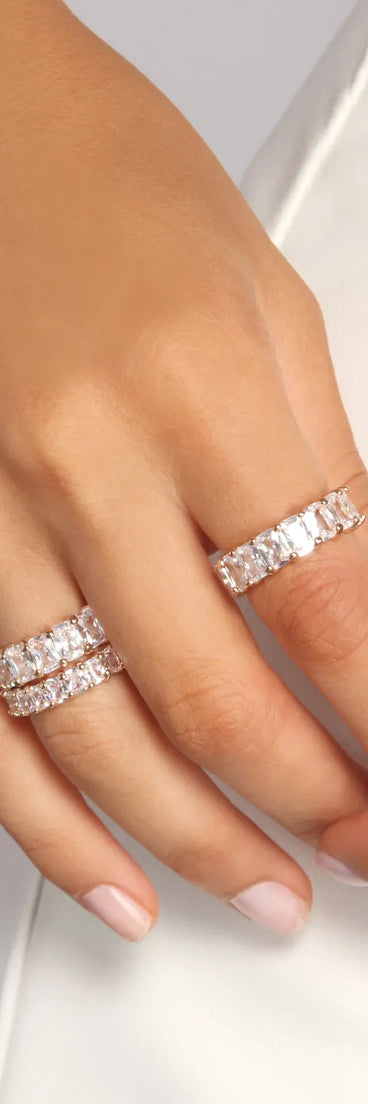 Cubic Zirconia Infinity Band Rings