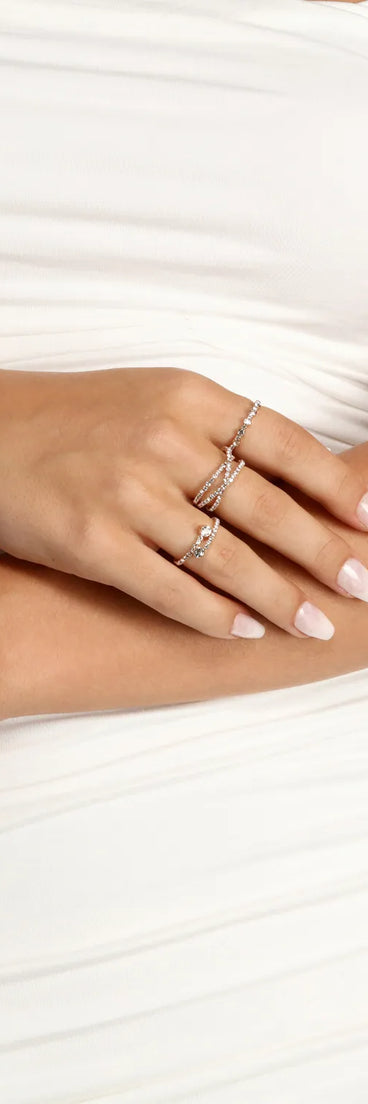 Three Pack Twist Gold Rhinestone Rings